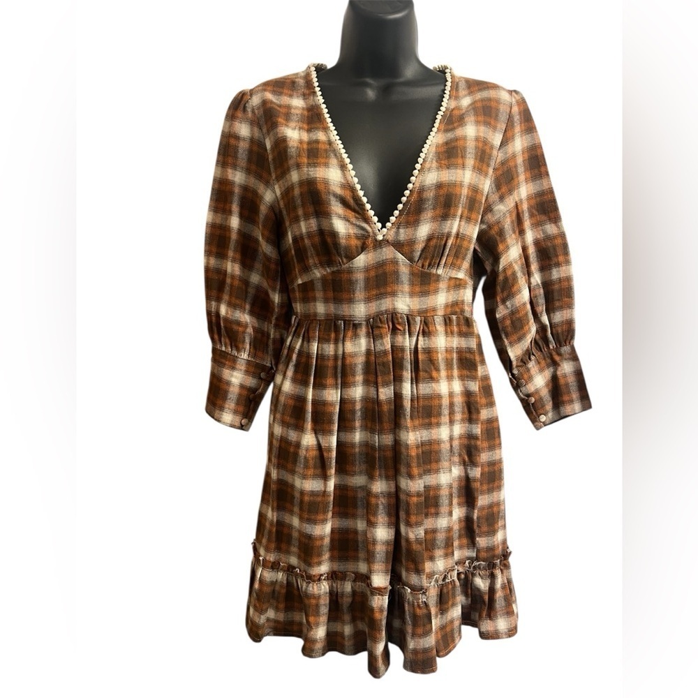 Coco & Jamieson Plaid V-Neck Dress Sz S - Picture 1 of 5